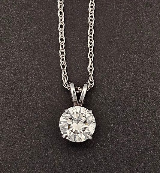 1 or 2 ct Lab-Grown Diamond on Double Bail Pendant - Necklace - White or Yellow 14k Gold