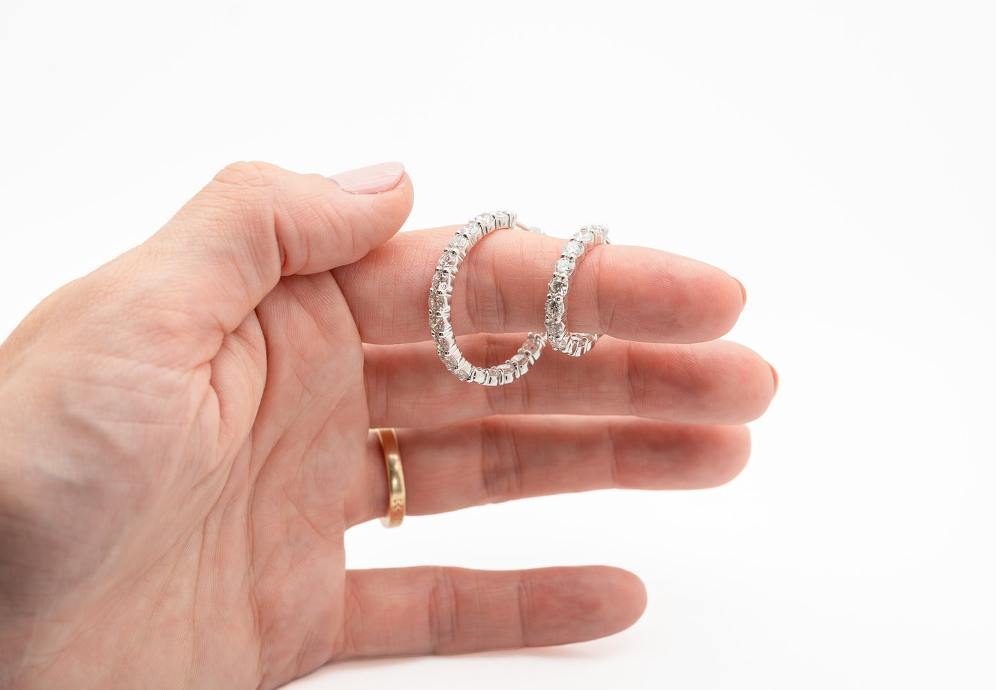 6 ct tw Inside Out Hoop Earrings - 36 Lab Grown E VS1 Diamonds - White or Yellow Gold