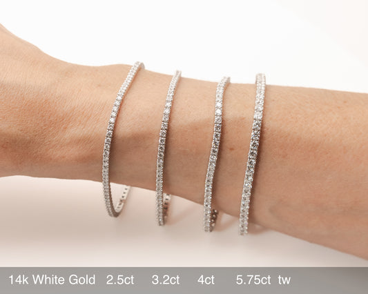 3.2-3.4 ct tw Tennis Bracelet - Lab-Grown in 14k White or Yellow Gold
