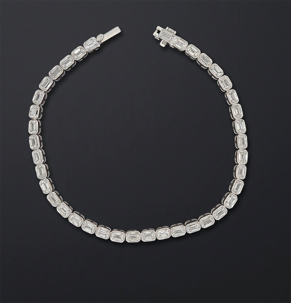 6.25 ct tw Emerald Tennis Bracelet 7" - Lab-Grown in 14k White or Yellow Gold