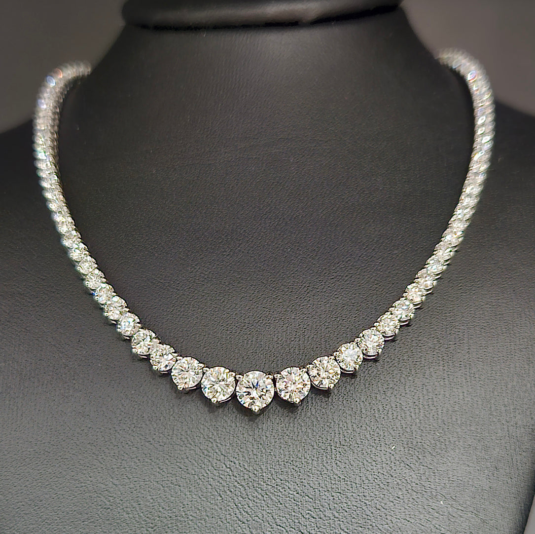 12 carat lab-grown white gold graduated diamond infinity tennis necklace