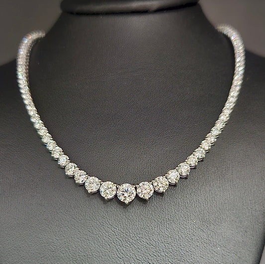 12 carat lab-grown white gold graduated diamond infinity tennis necklace