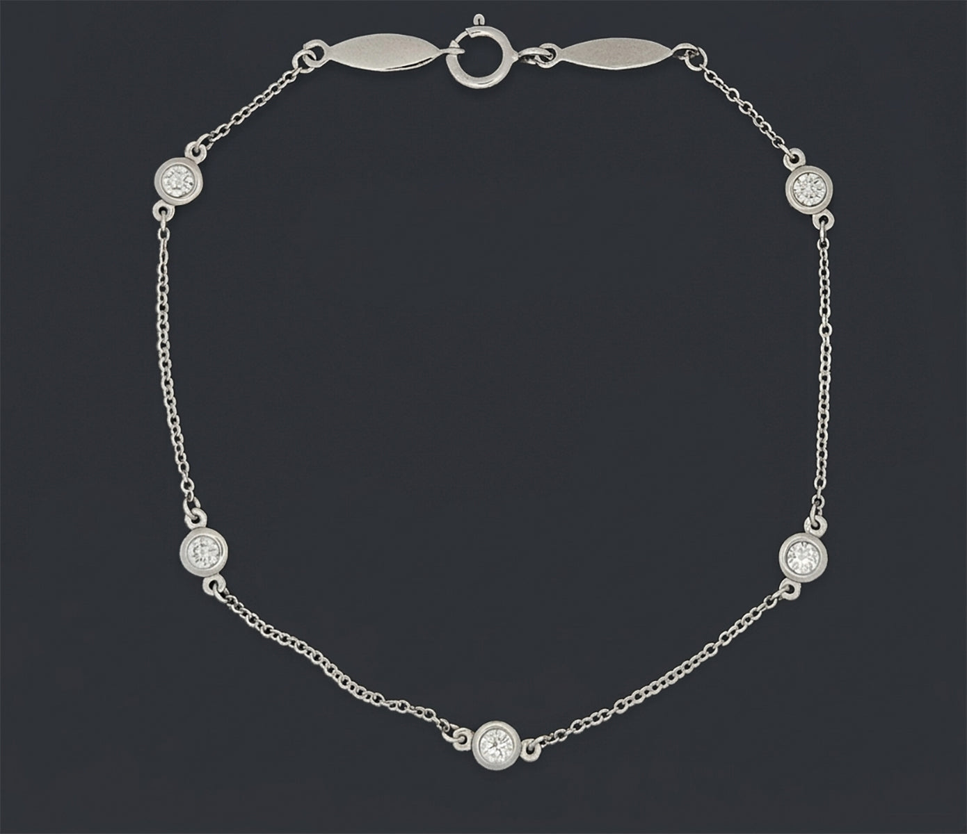 7" 1/3 carat lab-grown station bracelet in white gold