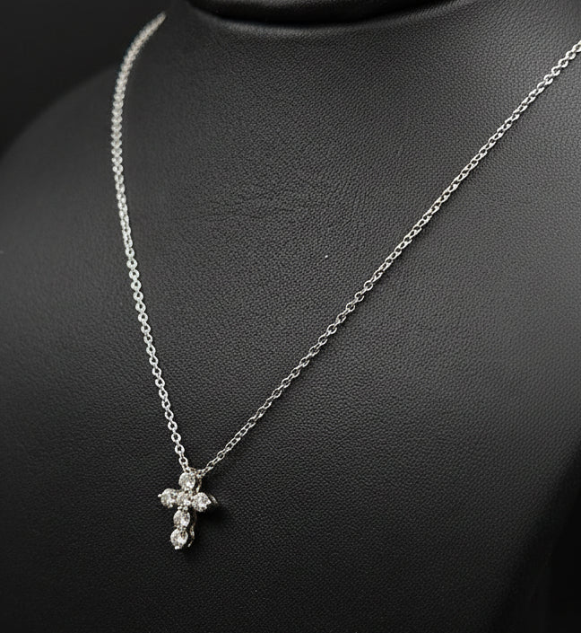 white gold cross necklace