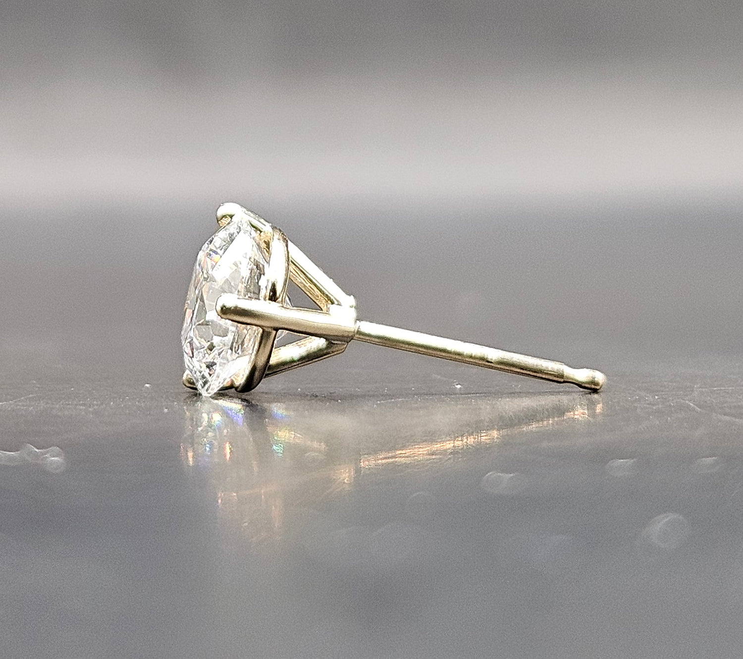 1 carat lab-grown diamond in a 3 prong martini setting stud earring - white gold