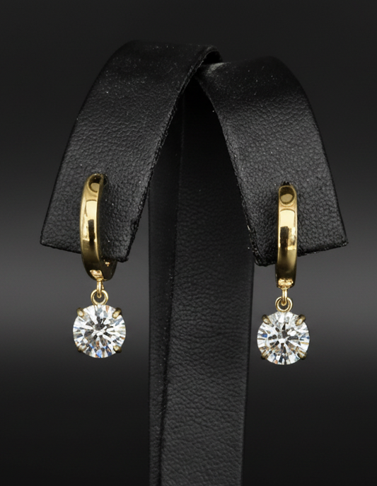 2 ct tw 14.2mm Huggie with Drop Basket Diamond Earrings - White or Yellow Gold