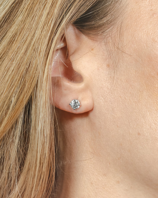 1 ct tw Lab Grown Diamond Basket Stud Earrings - White or Yellow Gold