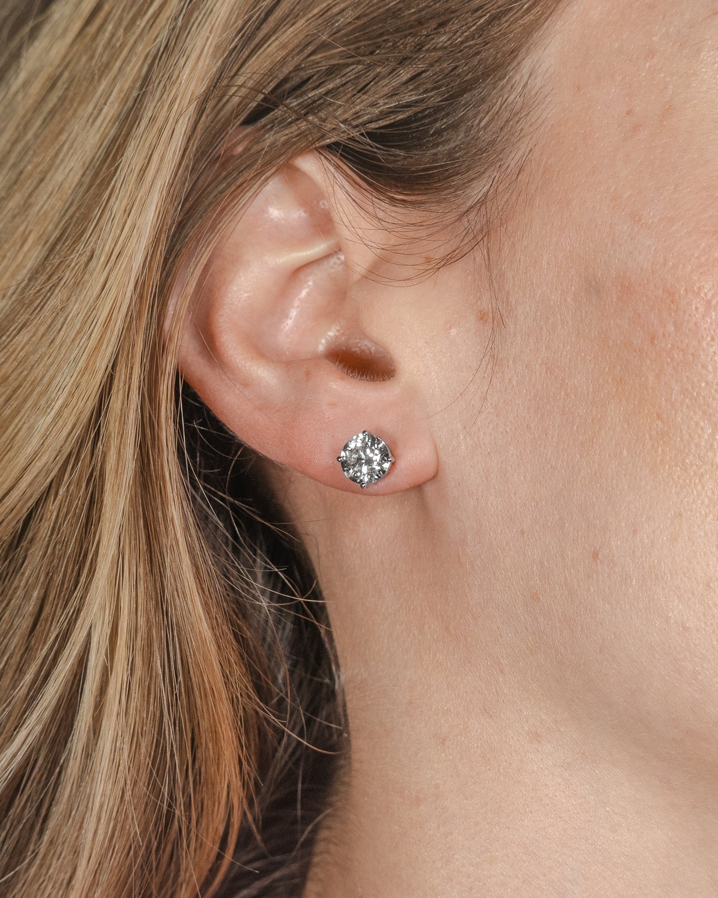 3-3.25 ct tw Lab Grown Diamond Basket Stud Earrings