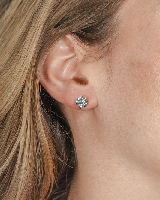 3-3.25 ct tw Lab Grown Diamond Basket Stud Earrings - White or Yellow Gold