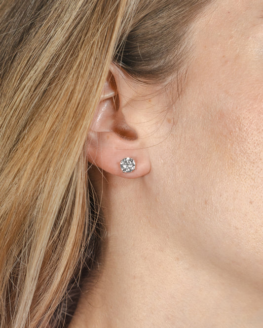 2 ct tw Lab Grown Diamond Basket Stud Earrings - White or Yellow Gold