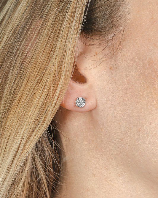 1.5 ct tw Lab Grown Diamond Basket Stud Earrings - White or Yellow Gold