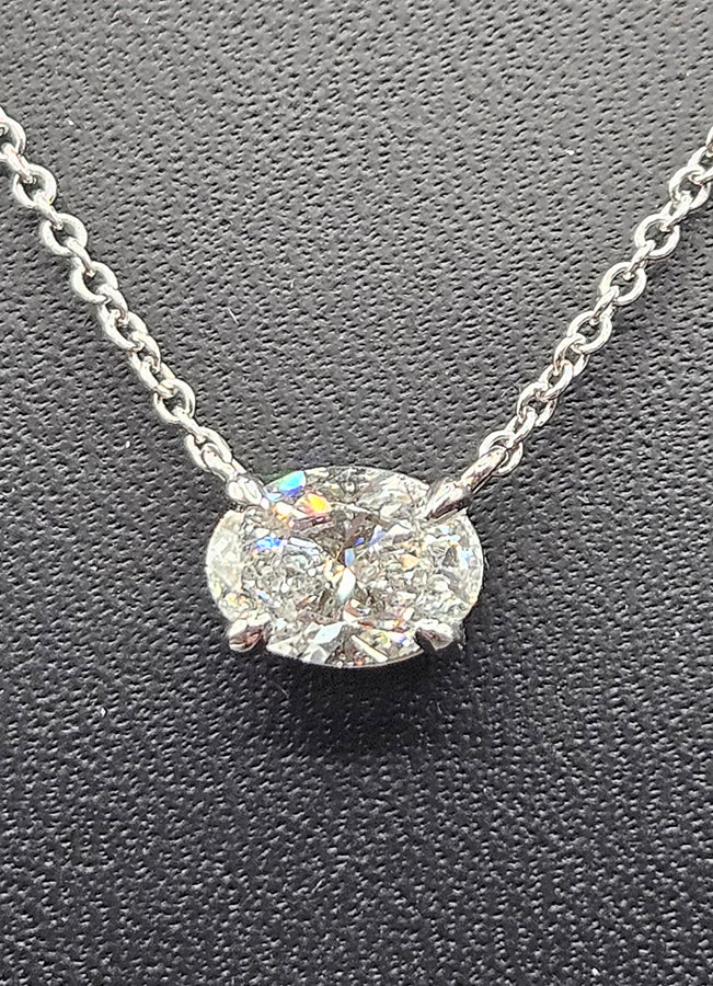 1.1 ct Oval Lab-Grown Diamond Pendant Necklace