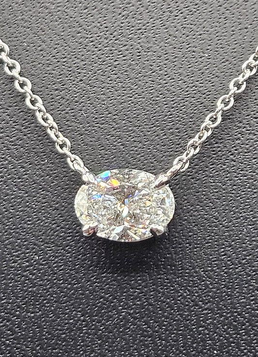 1.1 ct Oval Lab-Grown Diamond Pendant Necklace