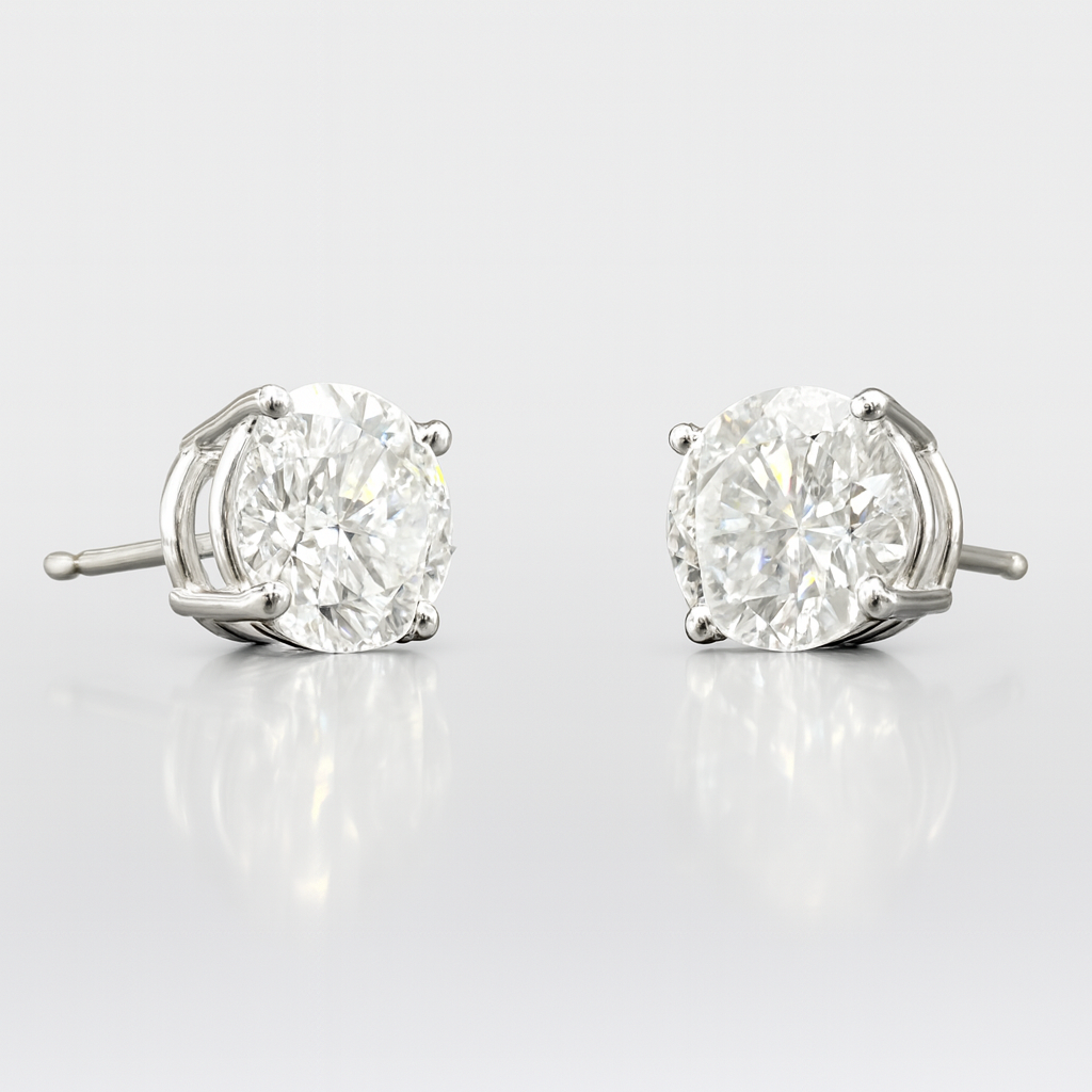 3-3.25 ct tw Lab Grown Diamond Basket Stud Earrings