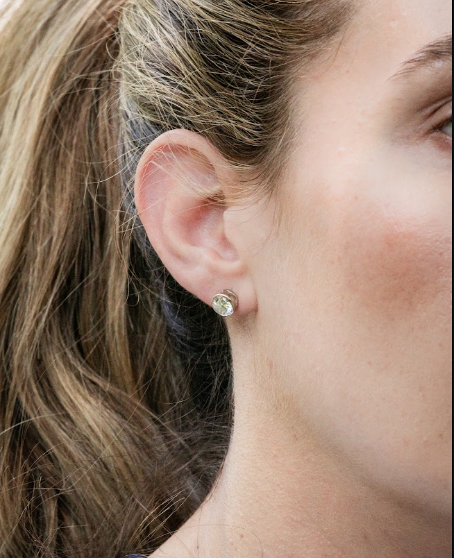 Round Bezel-set Lab Grown Diamond Stud Earrings - White or Yellow Gold